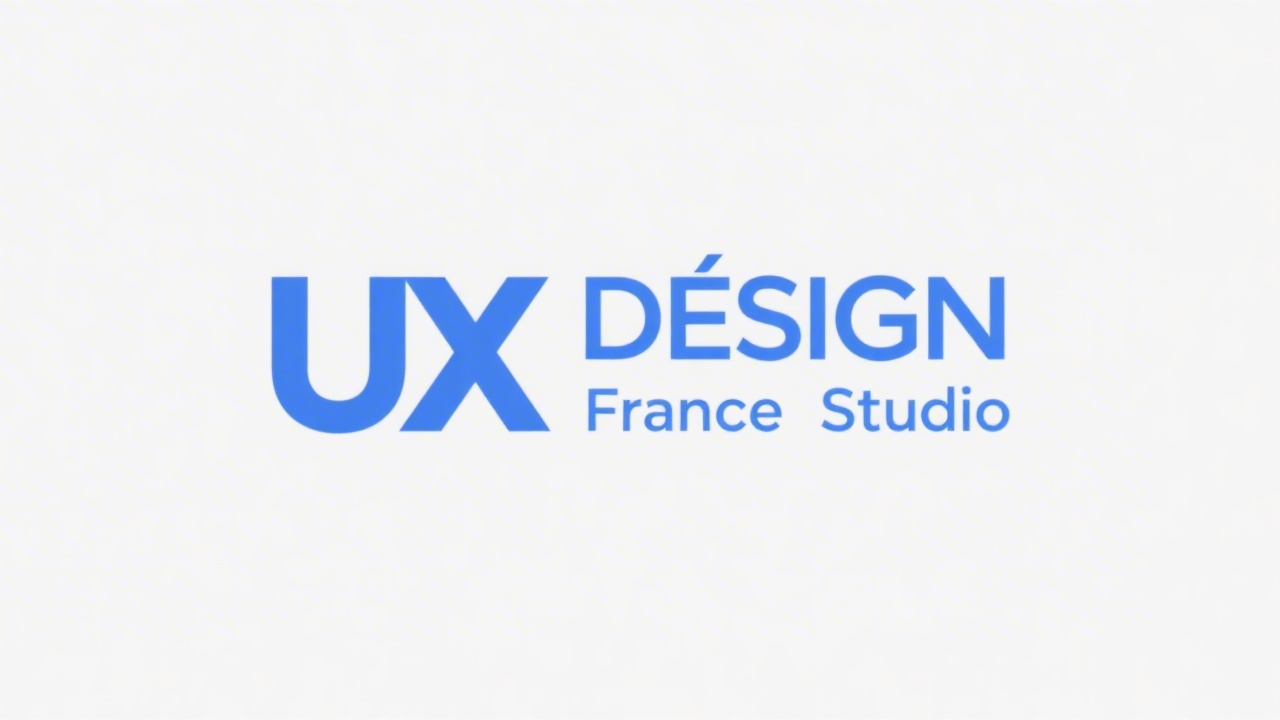 Minimalist logotype reading UX Design France Studio in electric blue lettering on white background, crafted for effortless reproduction without complex geometric elements